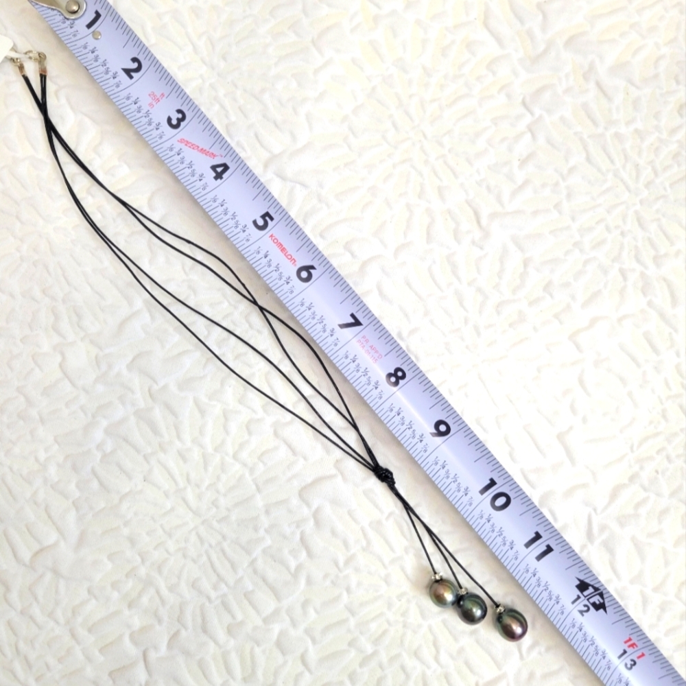 🎋Tahitian Casade Pearl 925 Sterling Silver Leather Necklace - Picture 13 of 14